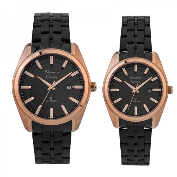 Alexandre Christie AC 8637 Rosegold Black Couple